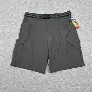 Orvis Tech Cargo Shorts Mens 34 Gray Voyager Belted Hiking Outdoor Travel NEW